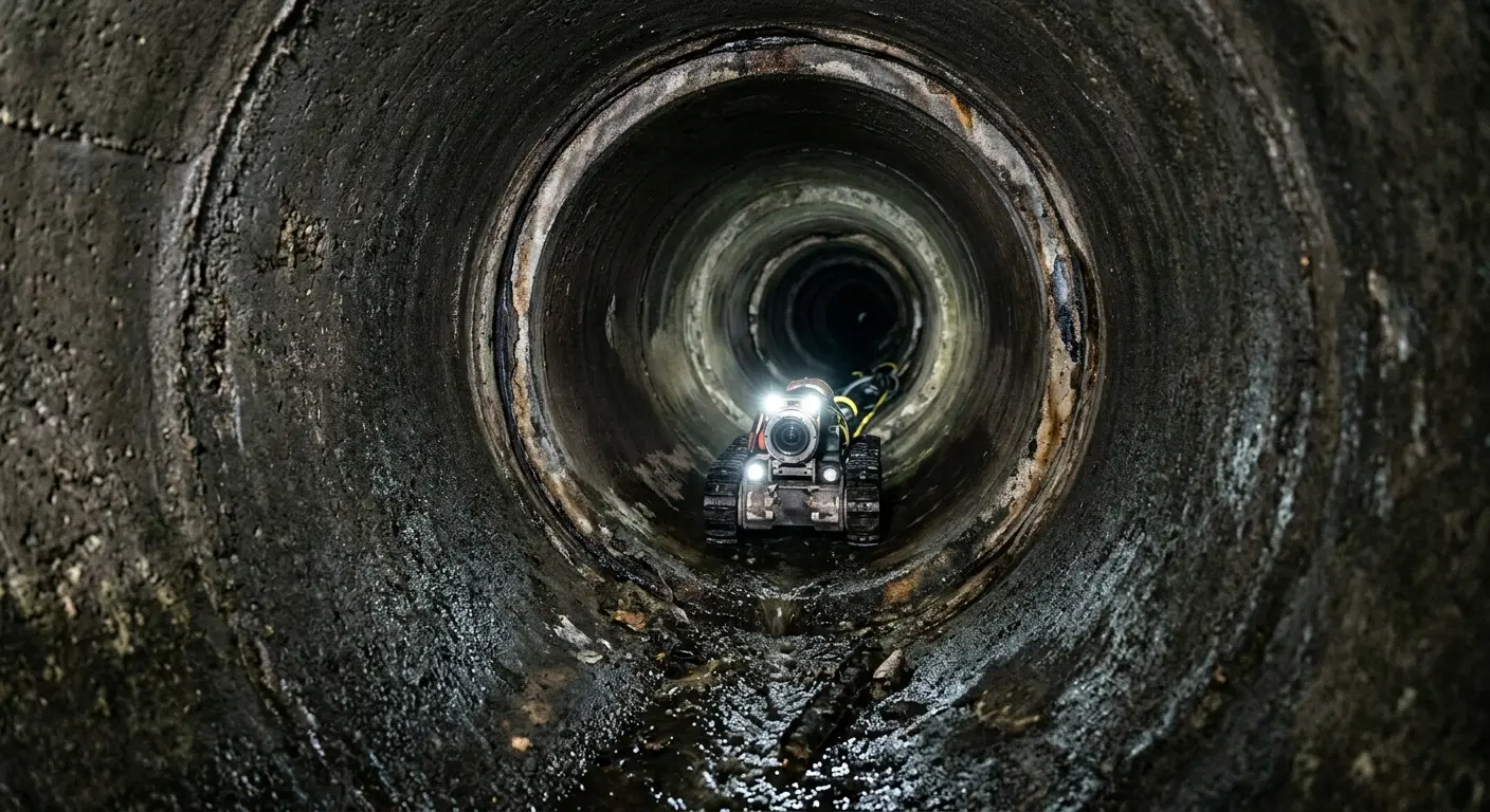 Robotic sewer camera inspecting pipe interior for Sewer Line Cleaning in Lake Ridge
